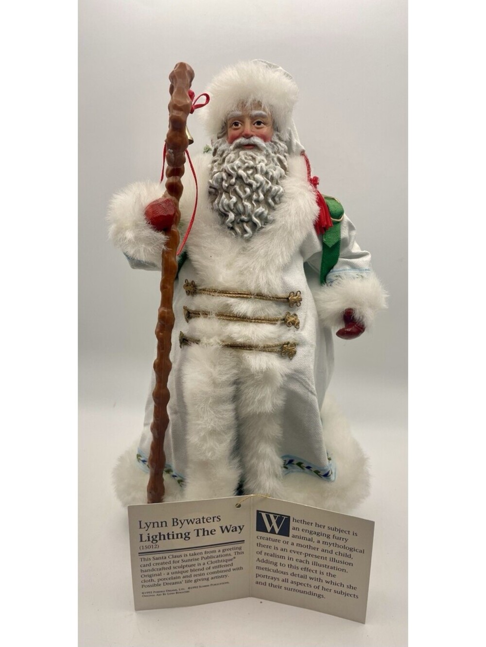 1992 Clothtique Santa by Possible Dreams LIGHTING THE WAY SANTA 11"H #15012